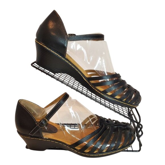 NWT COMFORTIVA SZ 9.5 Women's SoftSpots Tatianna Leather Sandal in Black - Picture 6 of 13